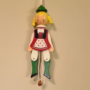 VTG Sevi Doll Pull String Wood Toy Moving Arms Legs Italy Girl Puppet Marionette